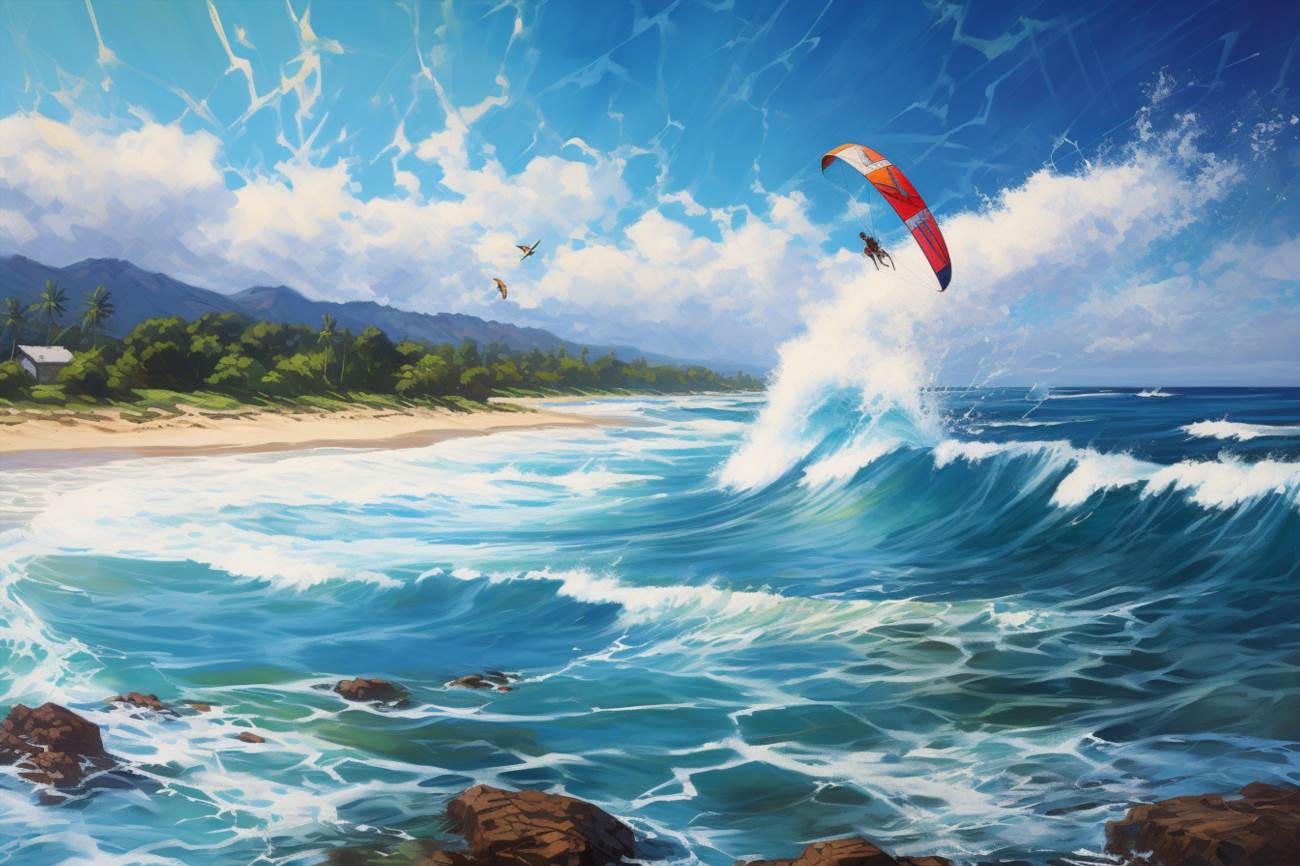 Kitesurfing - surfing with a kite